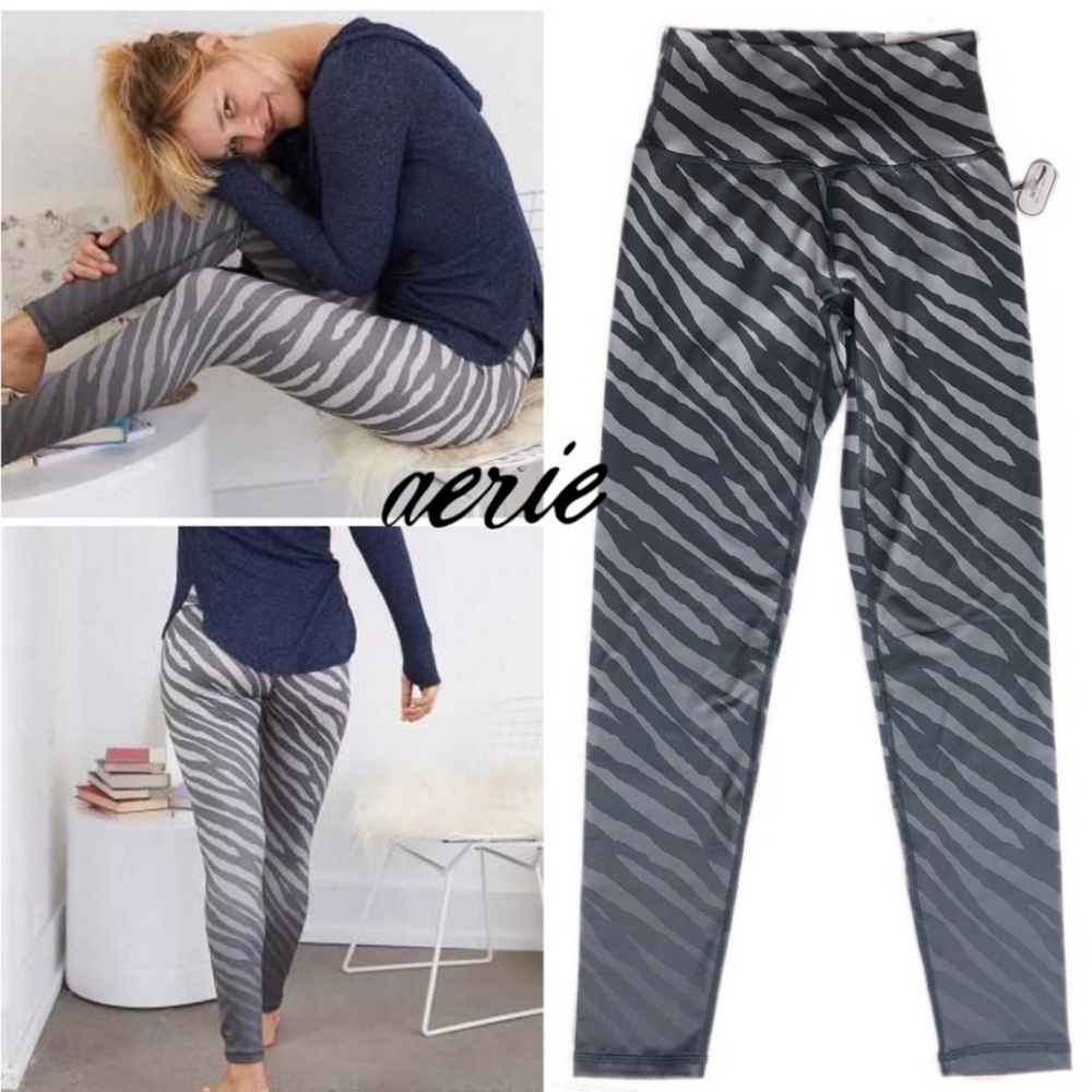 Aerie Zebra Print High Waisted Gray Leggings